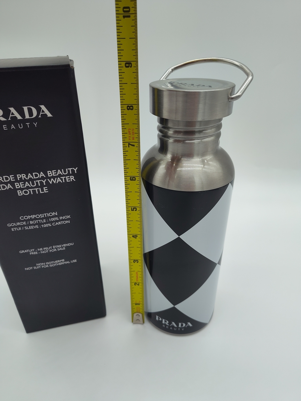 PRADA BEAUTY Argyle Stainless Steel Water Bottle NIB Promotional Gift - Picture 5 of 6